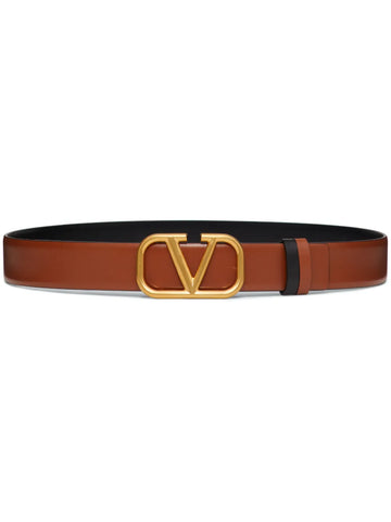 Valentino Brown Leather VLOGO Belt