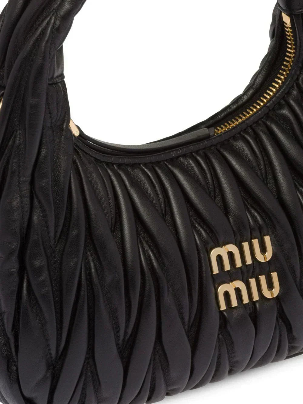 Miu Miu Bag | Wander  Shoulder Bag in Matelassé Nappa Leather "Black"