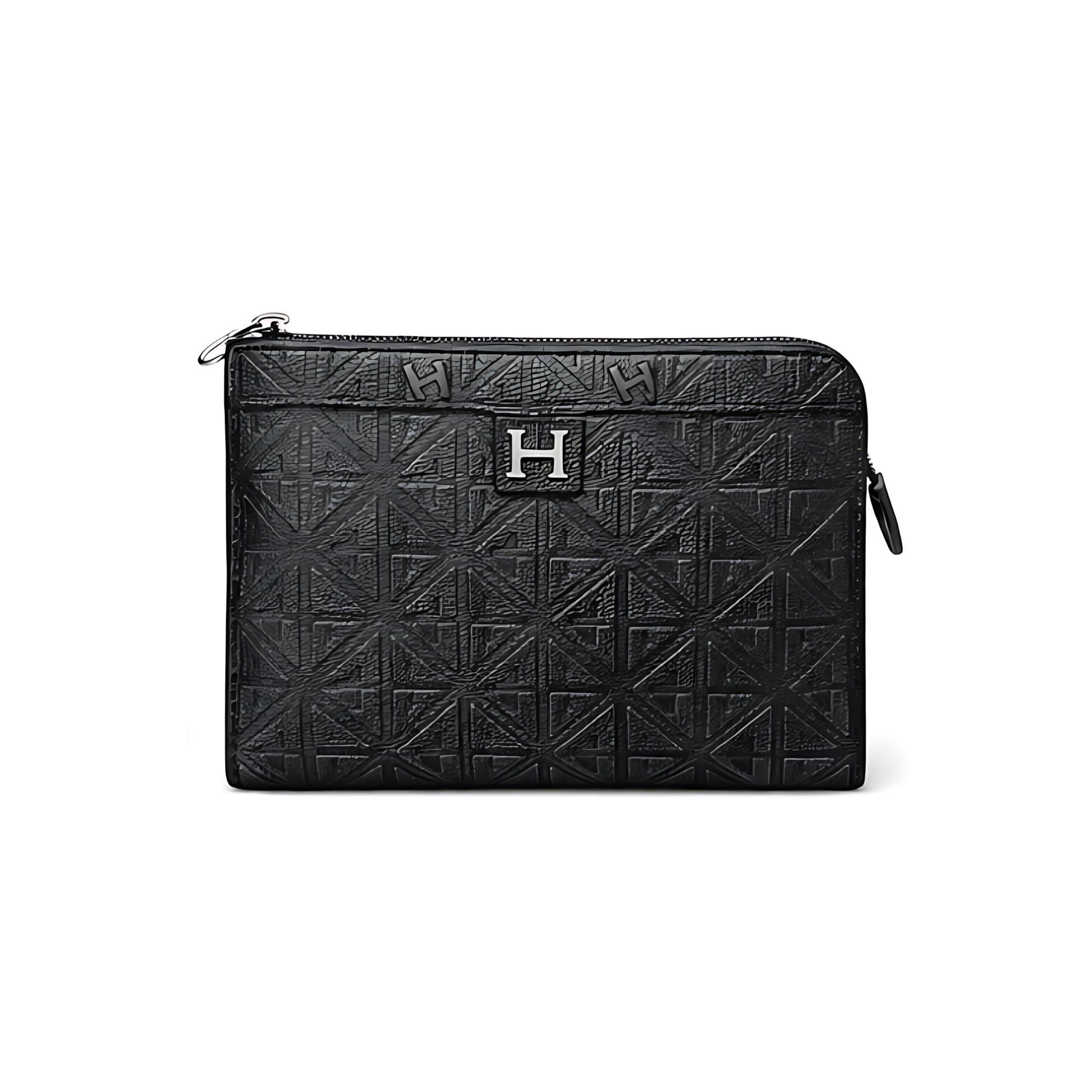 Hermes Wrist Pouch | Black Embossed Pattern