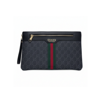 Gucci Pouch | Leather Stripe Zip Pouch