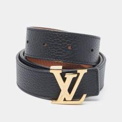 Louis Vuitton Black/Brown Leather LV Initiales Reversible Belt