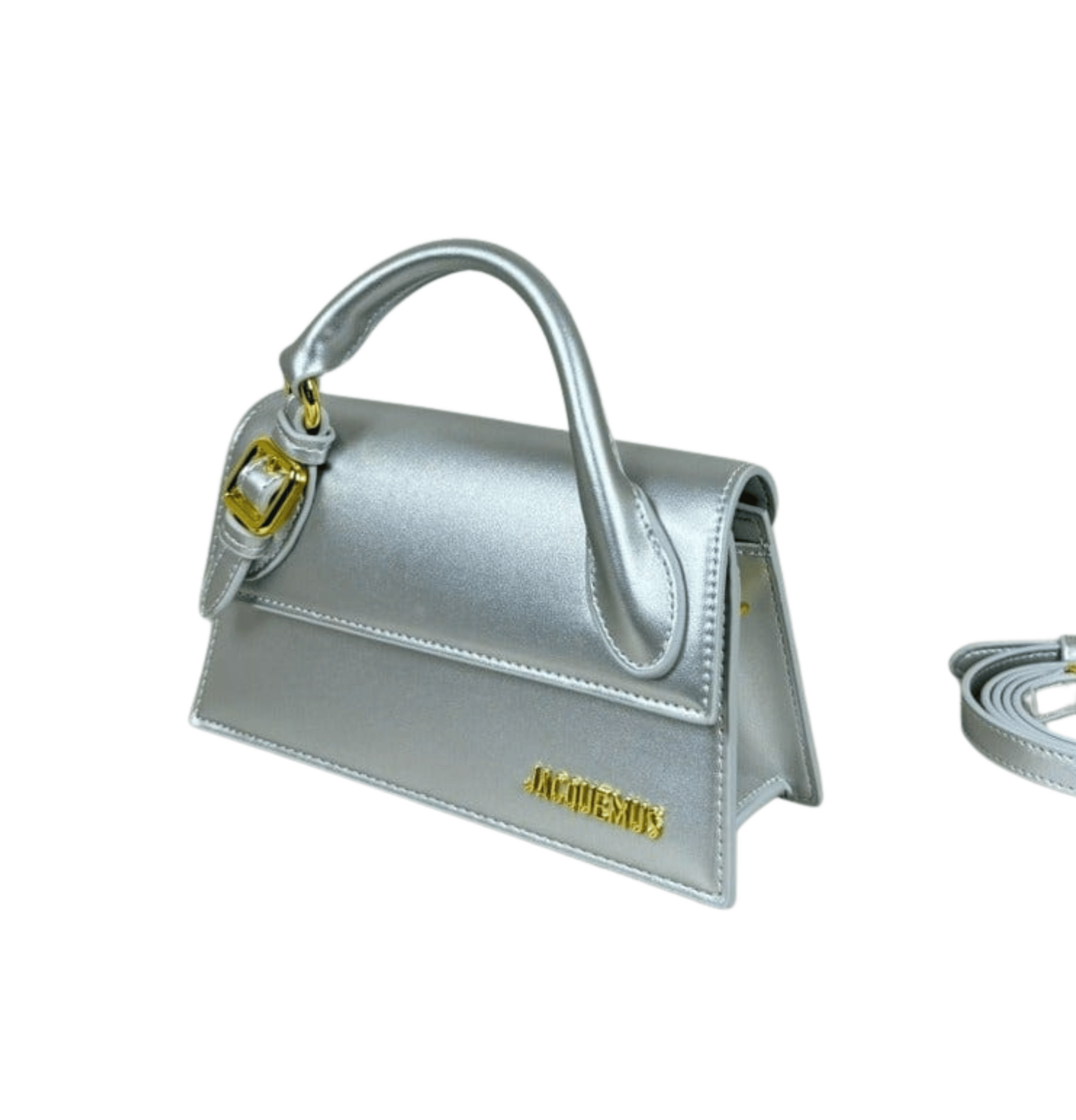 Jacquemus Bag | Le Chiquito Long Tote Bag In A Silver-tone Metallic Leather